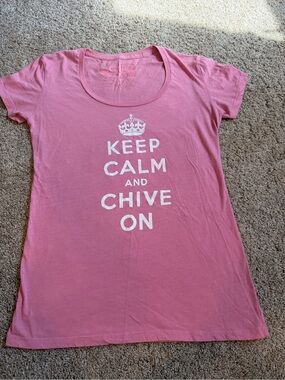 Keep Calm and Chive On Pink Short Sleeve Tee